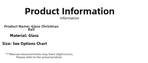 Detailed material specifications for glass Christmas ornaments with size information