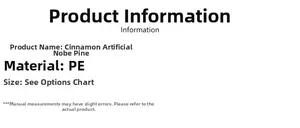Especificaciones del producto para el árbol de Navidad artificial Nobilis de PE de mesa