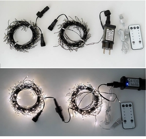 Détail de la guirlande LED avec télécommande et adaptateur secteur EU pour décoration