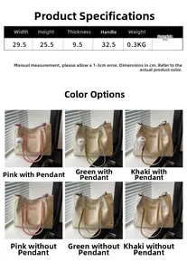 Détails du grand sac cabas en cuir PU avec chaîne métallique et étiquette mode