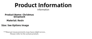 Detailed resin Christmas ornament specifications and handcrafted material information