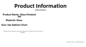Detailed dimension guide and material specifications for glass hanging ornament sets