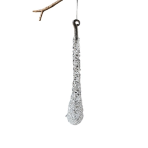 Heldere acryl ijspegel hanger voor kerstboomversiering met gedetailleerde textuur