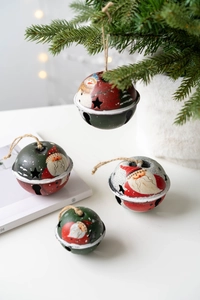 Lot de cloches de Noël vintage en métal avec Père Noël et bonhomme de neige sur sapin