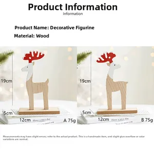 Detail view of handcrafted wooden Christmas reindeer ornaments with dimensions 19x12x5cm