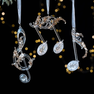 Champagne gold glitter music note ornaments set for Christmas tree hanging decorations