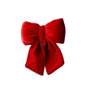 Large red velvet Christmas bow decoration for Christmas tree and holiday festive ornaments