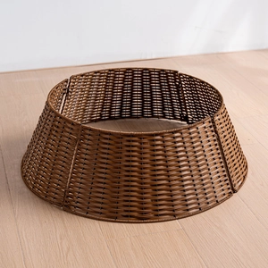 Collier de Pied de Sapin de Noël Tissé à la Main Jupe de Sapin Minimaliste Aspect Rotin Clôture de Base Décoration de Fête Maison