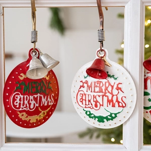 Creative Christmas metal door hangers with Merry Christmas relief and festive bells
