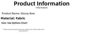 Glossy cloth Christmas bow specifications and material details for holiday tree decoration
