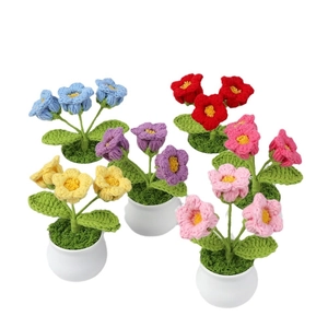 Handmade crochet lily of the valley potted plants in six vibrant colors for home decor