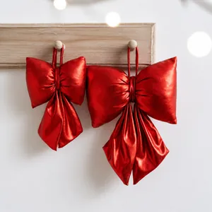 Metalen Stof Kerst Strikken Ornamenten Feestelijke Hangende Decoraties Voor Kerstboom Feest Huis Goud Zilver Rood