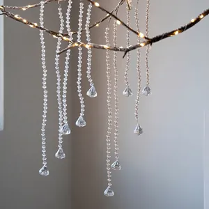 Christmas Acrylic Transparent Crystal Bead Chain Tassel Hanging Ornament Wedding Party Home Decor Christmas Tree Decoration