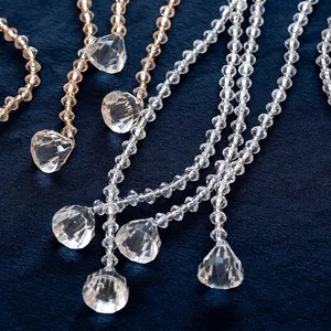 Faceted acrylic crystal beaded garland with teardrop pendants for Christmas tree decoration