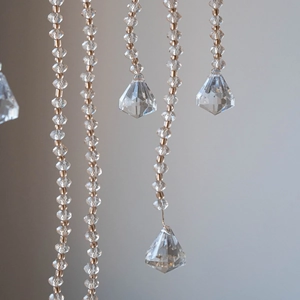 Acrylic clear crystal bead strand with diamond facet pendants for Christmas tree decoration