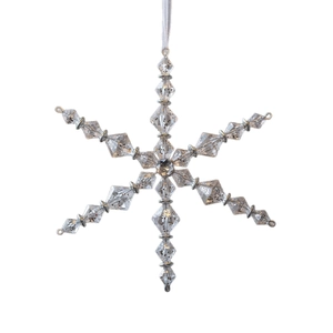 Sparkling acrylic snowflake hanging ornament with faceted beads for Christmas tree decoration