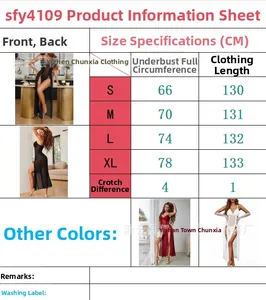 Size guide table for floral mesh nightgown showing bust and length measurements in cm