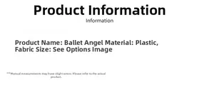 Detailed material specifications for ballet dancer ornament made of plastic and mesh fabric