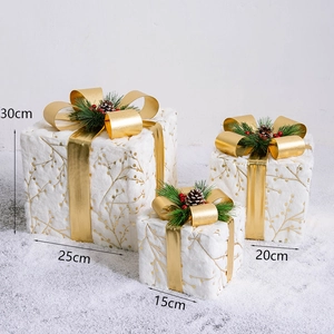 Scatole Regalo Decorative Natalizie in Arte del Ferro Velluto Glitter Fiocco Ornamento Per Negozio Hotel Vetrina Natale Scena Disposizione Oggetti di Scena