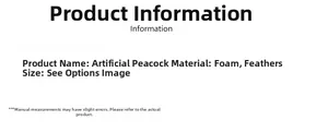 Detailed material specification for feather and foam decorative artificial peacock bird