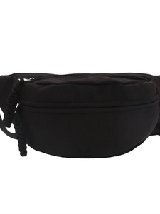 Versatile black nylon crossbody chest bag with woven rope pullers and spacious design