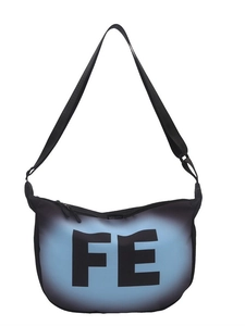 Fashionable gradient crescent shoulder bag with FE letter print and adjustable strap