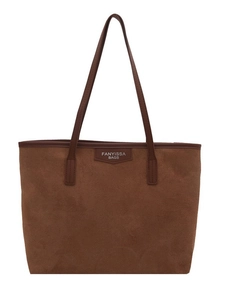 Brown matte suede tote bag for women with large capacity and elegant shoulder straps
