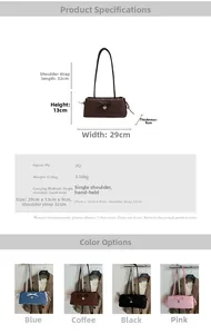 Detailed product dimensions and color options for the leopard print bow shoulder bag