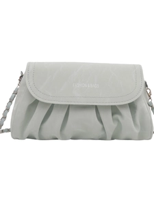 Light green pleated cloud shoulder bag with chain strap and fashion text engraving