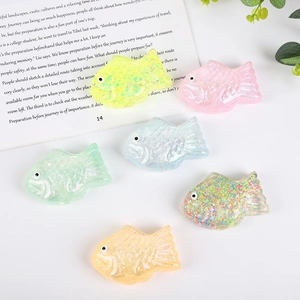 Cute Fish Shape Glitter Squishy Toy Stress Relief Sensory Toy Soft TPR Decompression Toy For Adults Teens Sensory Gift