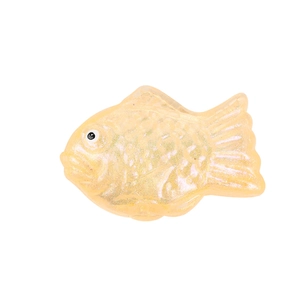 Sparkly orange carp squishy toy with glitter finish for stress relief on white background