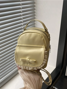 Mini Sac À Dos Mode Cuir PU Avec Dentelle Douce Et Noeud Sac À Bandoulière Pour Filles Femmes
