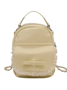 Mini sac à dos jaune crème avec bordure en dentelle et nœud pour loisirs chic