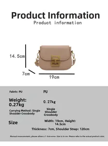 Detailed dimension chart showing 19cm width and 14.5cm height for this retro crossbody bag