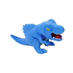 Giocattolo antistress dinosauro blu t-rex con pelle testurizzata e bocca aperta vivace
