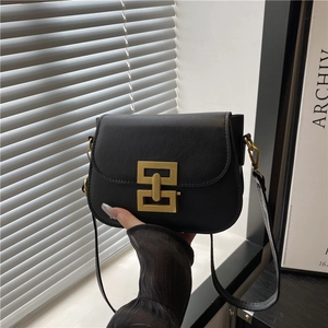 Damen Nischen-Design PU-Leder Umhängetasche Minimalistische Satteltasche Mit Goldener Geometrischer Metallschnalle Retro Schultertasche Für Den Täglichen Weg