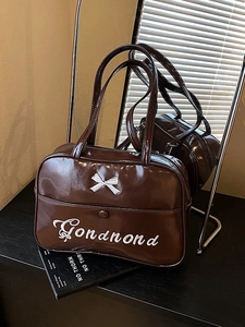 Damen Glänzende PU Leder Tote Bag Süße Schleife Stickerei Wandelbarer Rucksack Umhängetasche Vintage Japanischer Preppy Handtasche