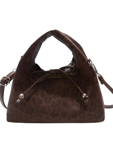 Sac fourre-tout léopard rétro marron foncé avec bandoulière réglable pour femmes