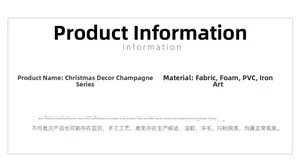 Detailed material specifications for Champagne Christmas floral pick and ornaments