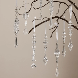 Adornos Colgantes de Navidad de Cristal Acrílico Carámbano Copo de Nieve Tira de Cuentas para Árbol de Navidad Boda Fiesta