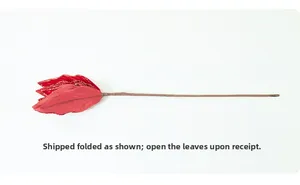 Close-up of 32cm red artificial Christmas flower with glitter sequins on white background