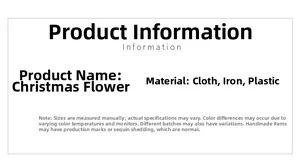 Blue artificial fabric poinsettia decoration detailed specifications and material info