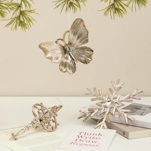 Christmas Tree Hanging Ornaments Electroplated Plastic Deer Head Snowflake Butterfly Festive Holiday Home Decor Pendants