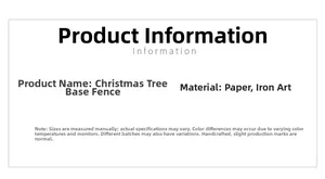Detailed spec sheet for Christmas tree collar made of paper and iron material