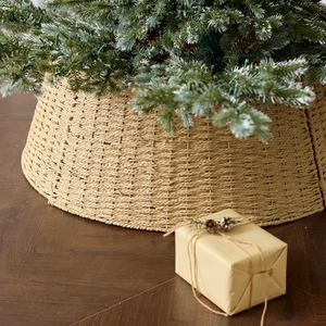 Woven Christmas Tree Collar Base Decoration Paper Rope Synthetic Fiber Tree Skirt Fence For Christmas Tree Base Stand Cover Home Decor