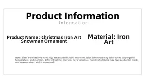 Detailed product information of the vintage iron snowman Christmas tree ornament