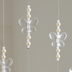 Colgante de mariposa acrílica con perlas blancas para decoración navideña y eventos