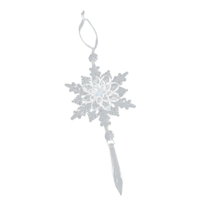 Colgante de copo de nieve acrílico con gota para decoración de árboles de Navidad