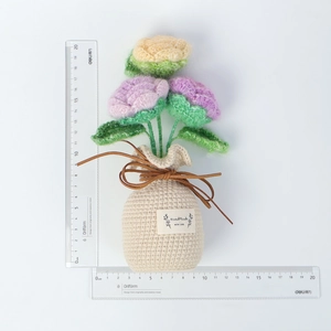 Handmade crochet mohair rose flower potted plant home decor ornament 18.5cm