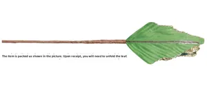 Green decorative Christmas leaf with gold glitter edges and foldable stem design
